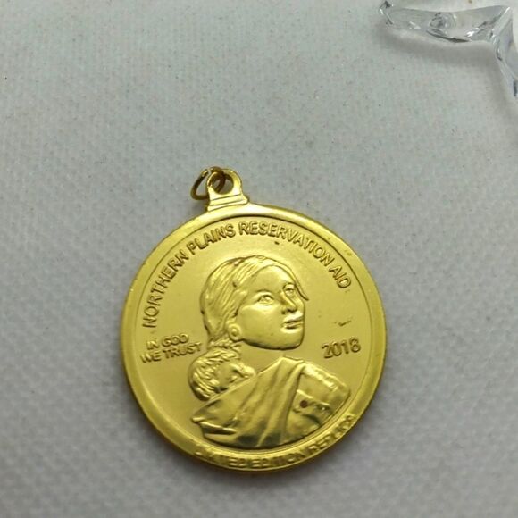 Limited coin Sacagawea Gold Plated‎ Dollar US Liberty necklace pendant